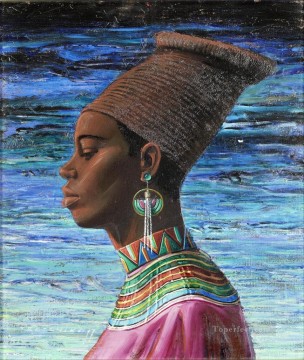 Textured Painting - zulu maiden 2 textured thick paints